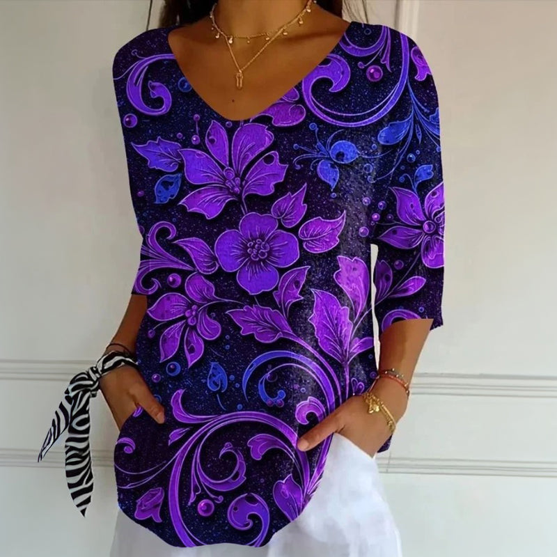 Vintage T-Shirt Met Blomsterprint