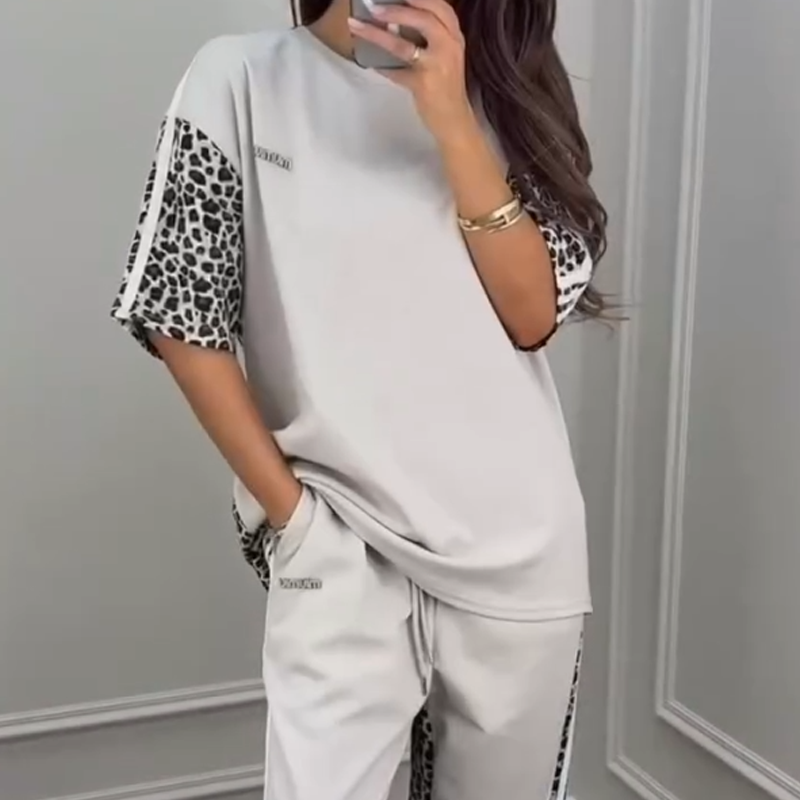 Sweatshirt met luipaardprint en patchwork