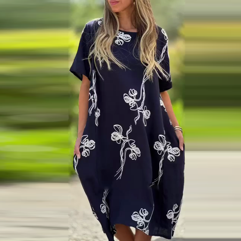 Dames casual losse jurk met korte mouwen