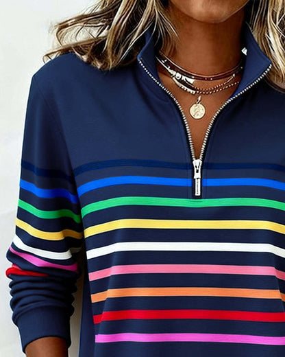 Marélle | Half-zip sweater met regenboogaccent