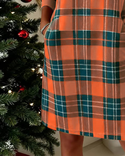 Jurk Lange Mouwen Geruite Sweatshirt