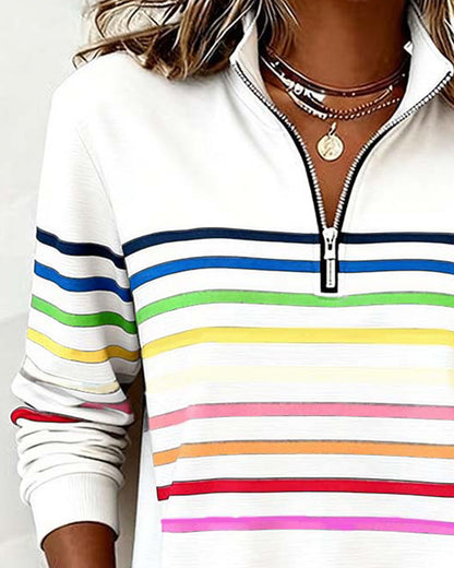 Marélle | Half-zip sweater met regenboogaccent