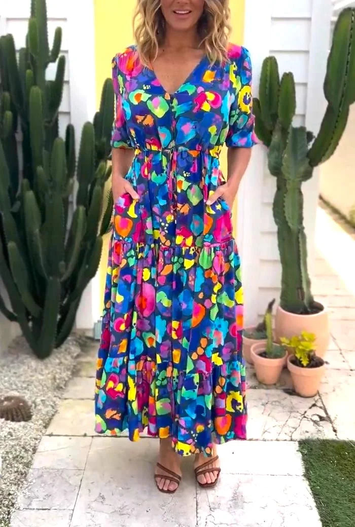 Dames midi-jurk met bloemenprint