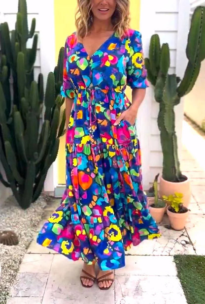 Dames midi-jurk met bloemenprint