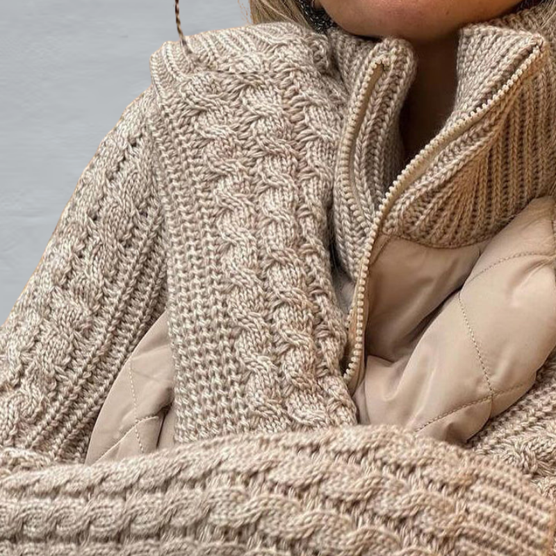 Avelin™ | Gebreid Damesjack met Rits | Gewatteerd