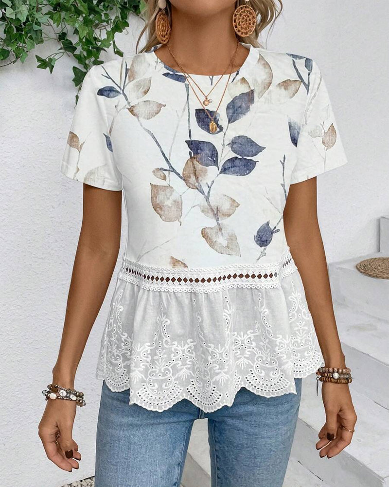 Blouse ronde hals gatsteek