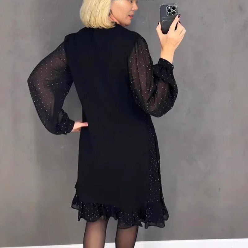 VanHolsen™ | Elegante Jurk met Kristallen en Ronde Hals