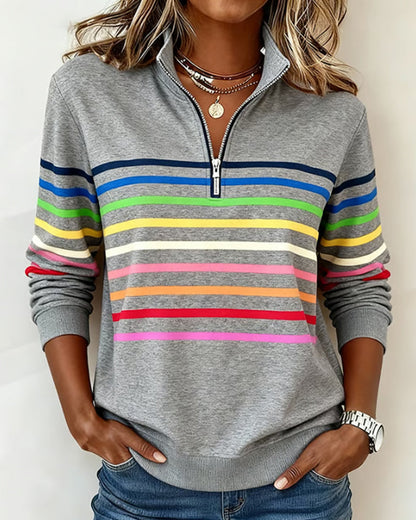 Marélle | Half-zip sweater met regenboogaccent