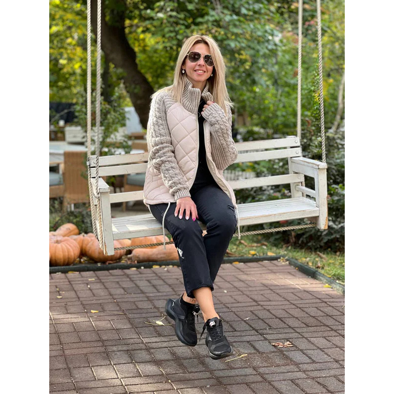 Avelin™ | Gebreid Damesjack met Rits | Gewatteerd