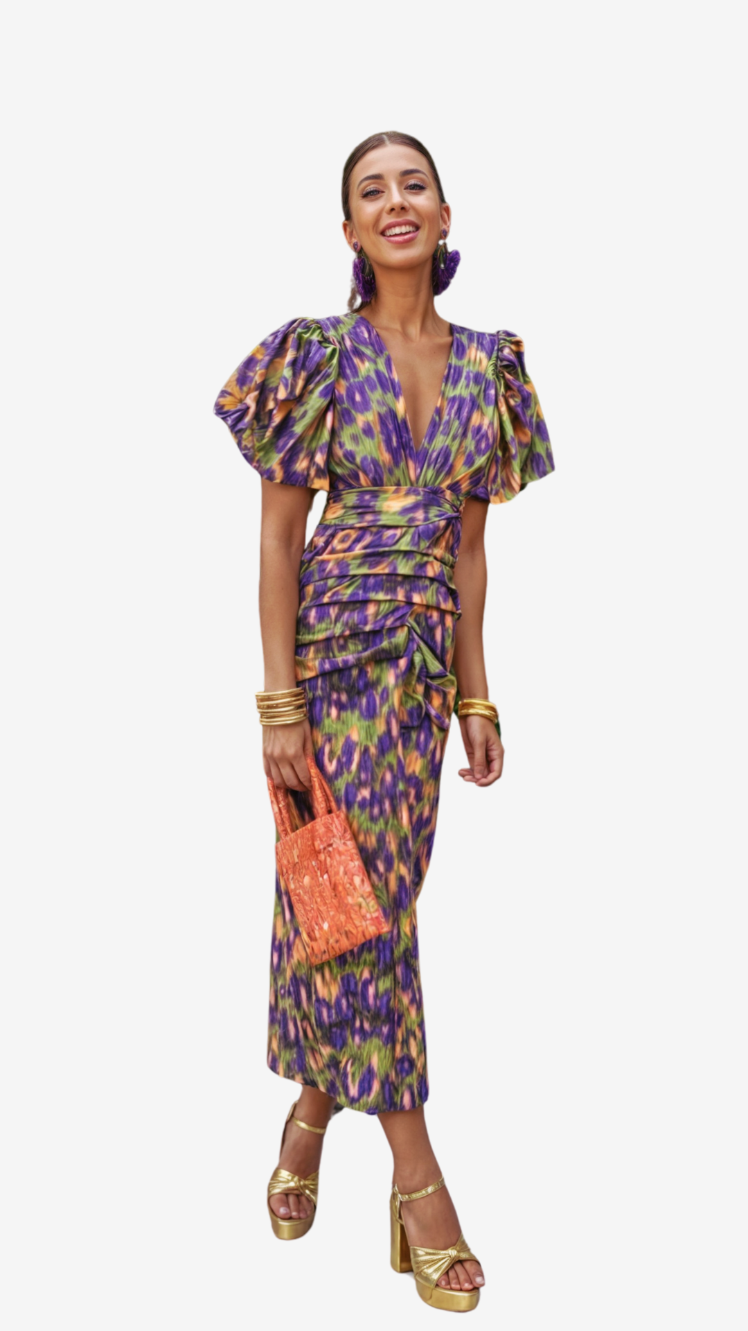 Ella™ | Geplooide jurk met kleur