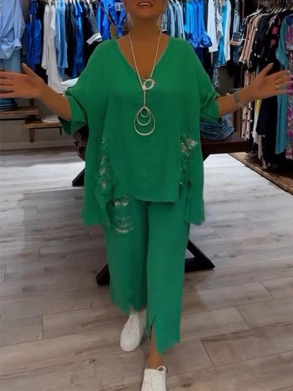 WIT | Tweedelige zomeroutfit met moeiteloze elegantie en vloeiend comfort voor zonnige dagen