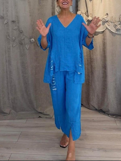 WIT | Tweedelige zomeroutfit met moeiteloze elegantie en vloeiend comfort voor zonnige dagen