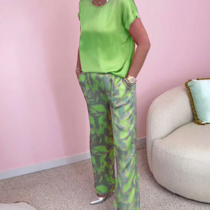 2-delige set met top met print en wijde broek