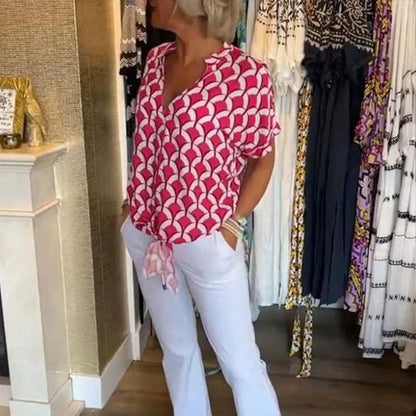 Korte mouwen, casual top met V-hals