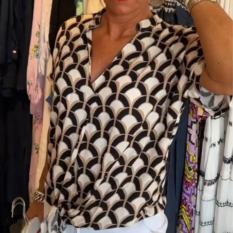 Korte mouwen, casual top met V-hals