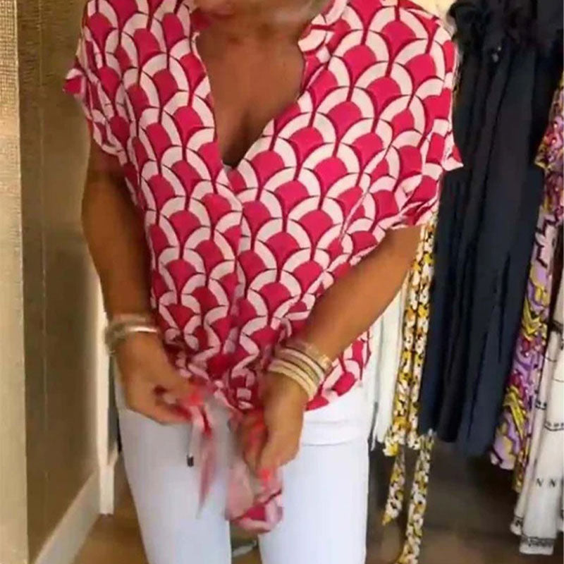 Korte mouwen, casual top met V-hals