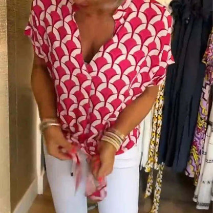 Korte mouwen, casual top met V-hals