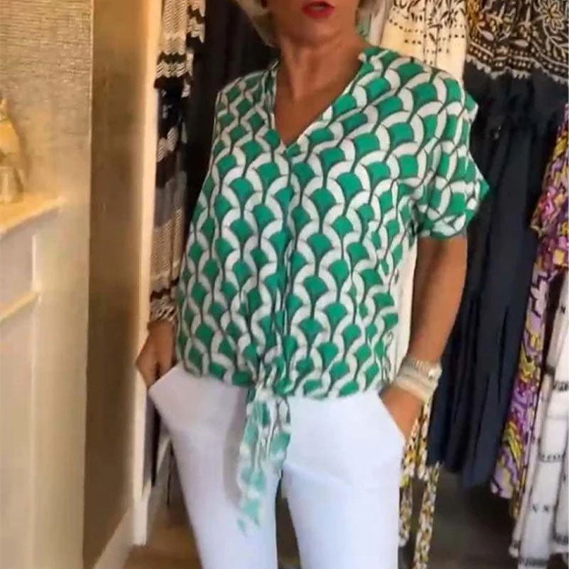 Korte mouwen, casual top met V-hals