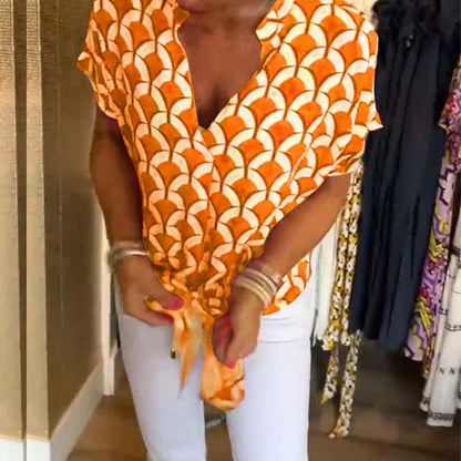 Korte mouwen, casual top met V-hals