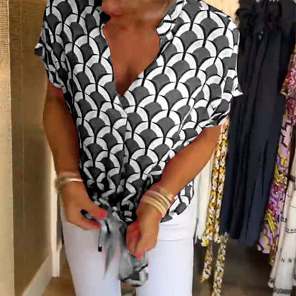 Korte mouwen, casual top met V-hals