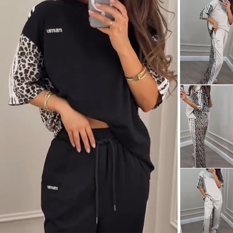 Sweatshirt met luipaardprint en patchwork