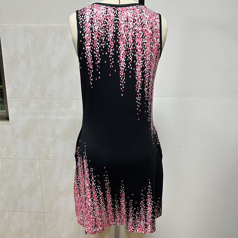 Mini-jas zonder mouwen met print in de mode voor dames