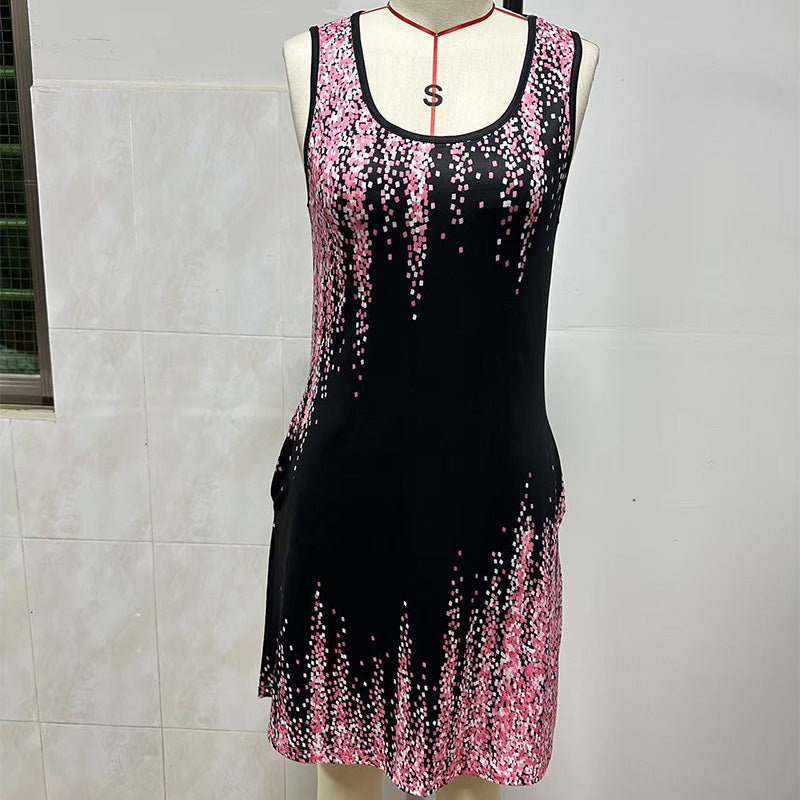 Mini-jas zonder mouwen met print in de mode voor dames