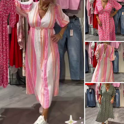 Damesjurk met V-hals en print