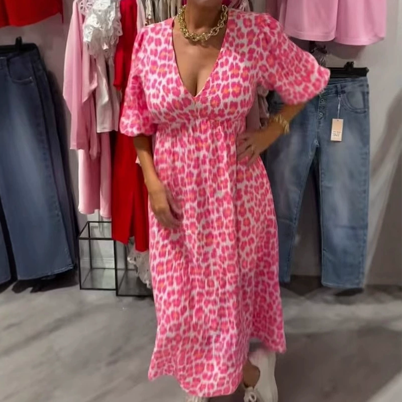 Damesjurk met V-hals en print