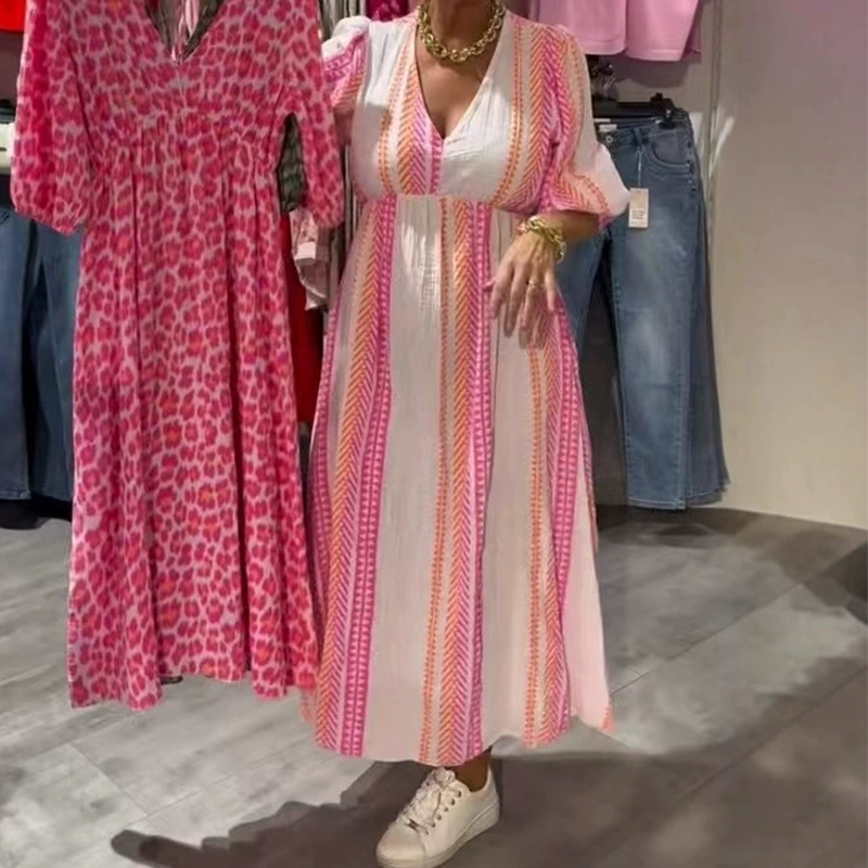 Damesjurk met V-hals en print