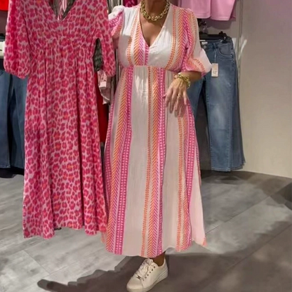 Damesjurk met V-hals en print