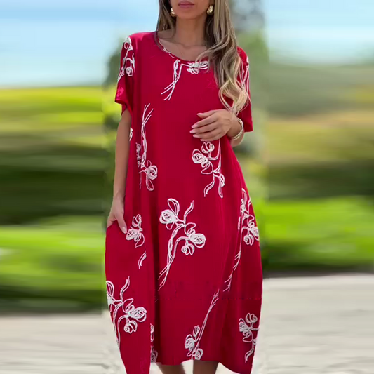 Dames casual losse jurk met korte mouwen