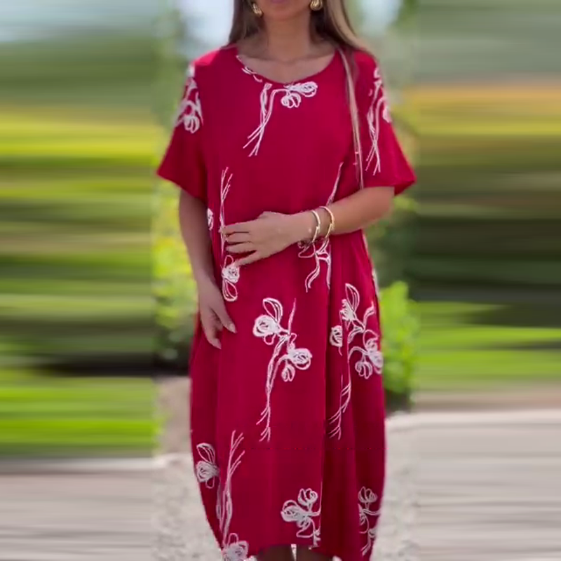 Dames casual losse jurk met korte mouwen