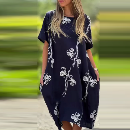 Dames casual losse jurk met korte mouwen