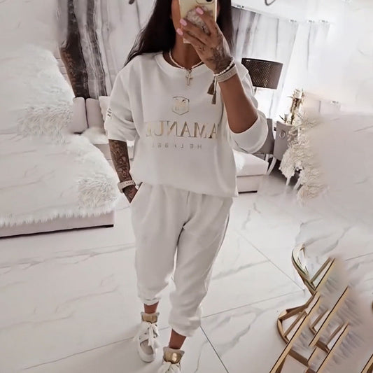 🍁🍂Dames set met lange mouwen top en broek