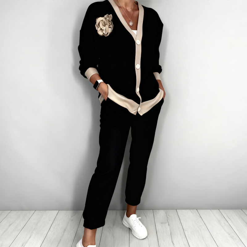 Laura™ – 2-delige Set met V-hals Top en Hoge Taille Broek