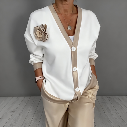 Laura™ – 2-delige Set met V-hals Top en Hoge Taille Broek